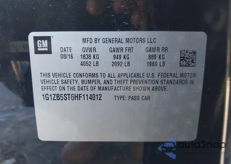 2017 Chevrolet Malibu Ls from USA, damaged, VIN 1G1ZB5ST6HF114012